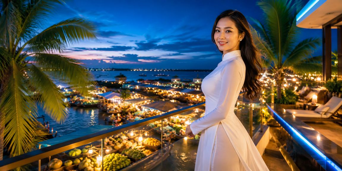 Khung betting vùng Mekong với áo dài dùng cho ví dụ đọc tỷ lệ kèo